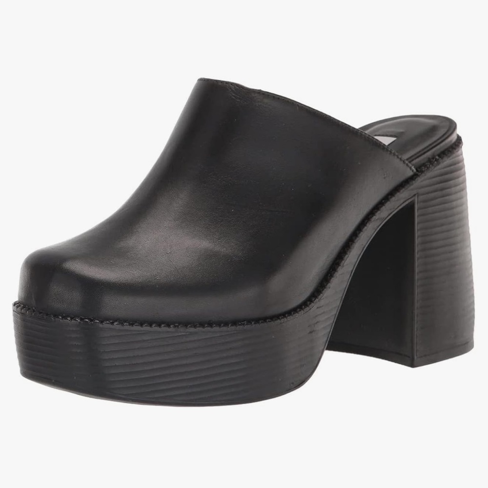 Steve Madden Bowe Mule Leather Platform Chunky Heel Clogs